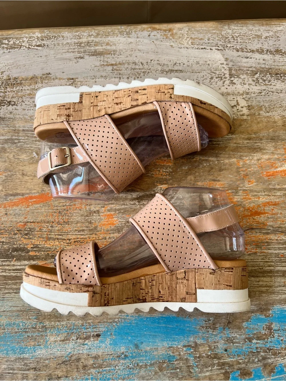 Piampiani Blush Pink Perforated Sandals Size 39/8 1/2